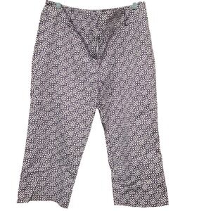 Talbots Petites Purple White Geometric Maze Stretch Capri Pants Size 12P